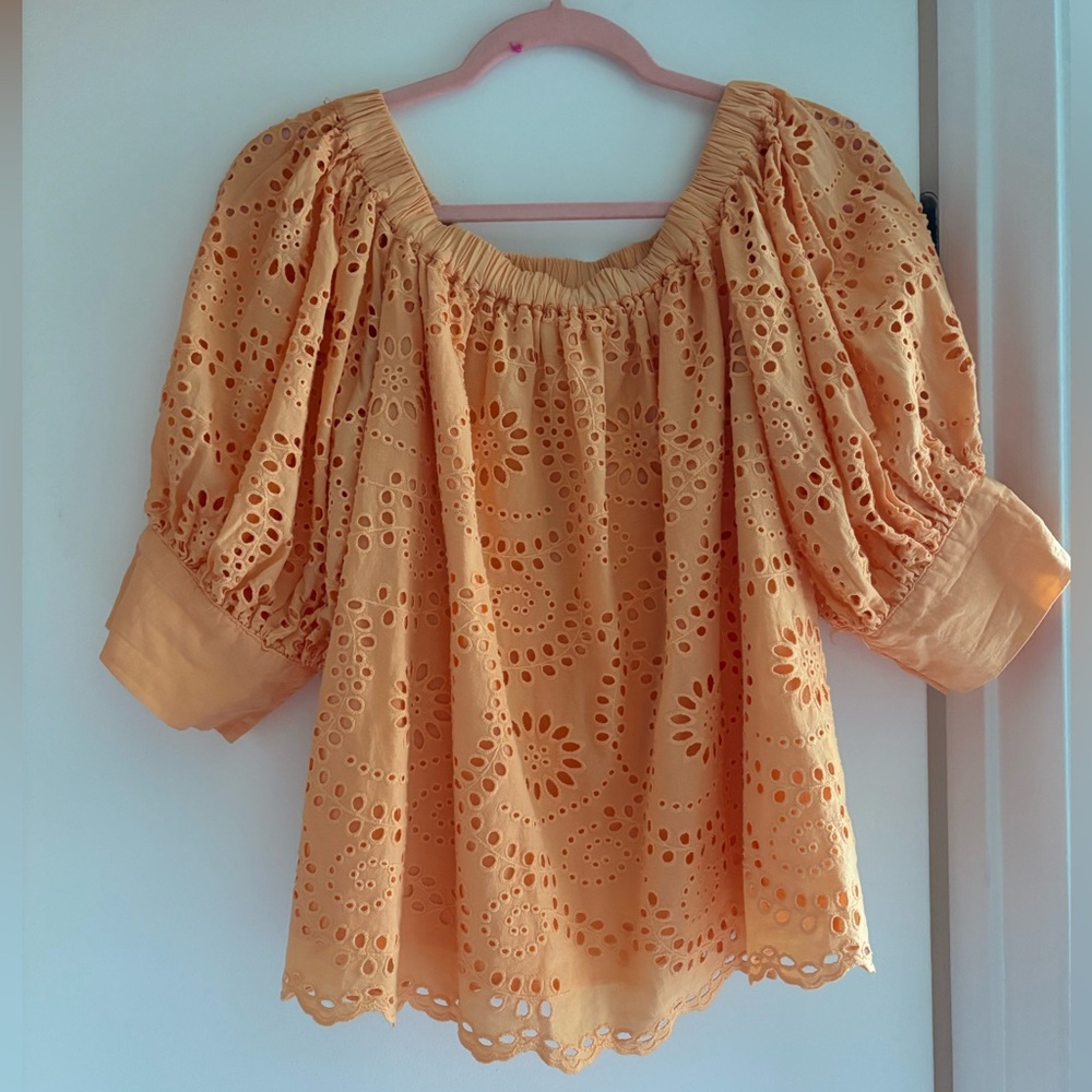 Young Fabulous & Broke Peach Eyelet Blouse